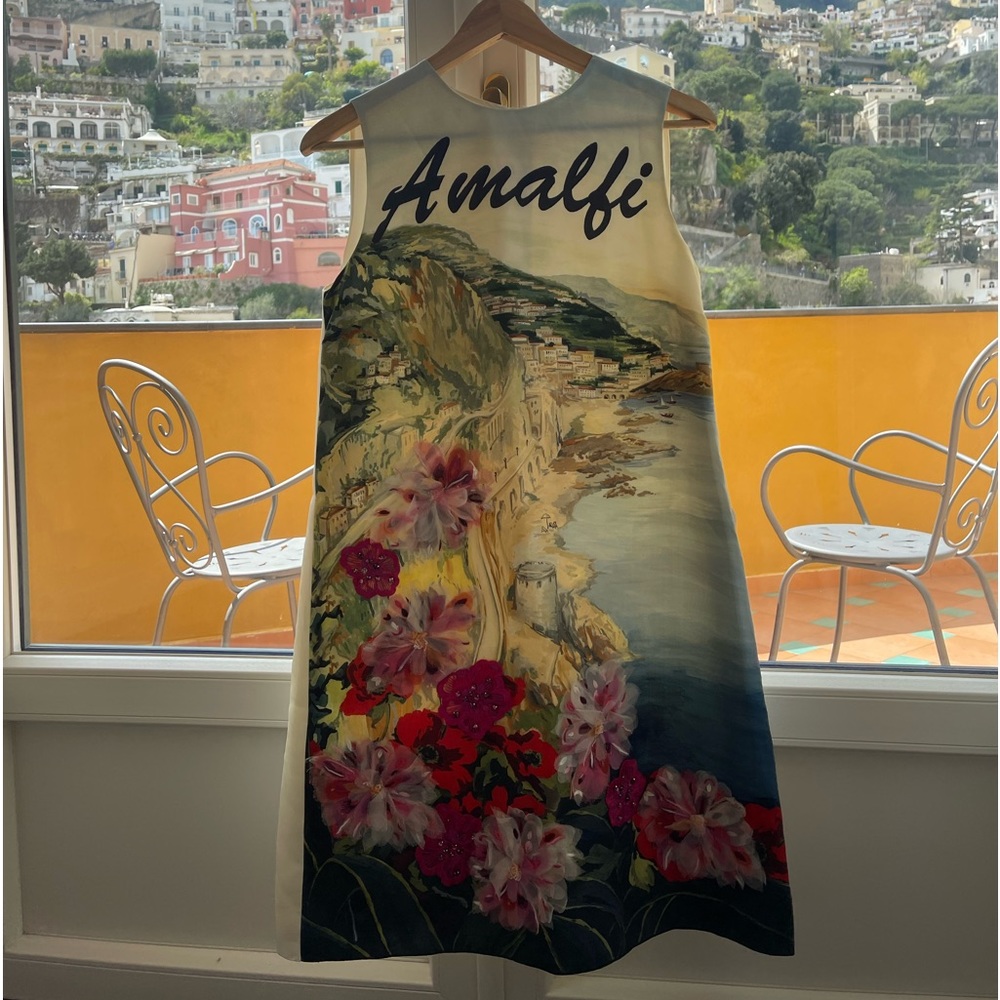 $3,500 Dolce & Gabbana dress size 42 small medium postcard shift dress - Picture 3 of 15
